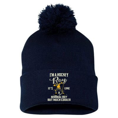 Hockey Funny Dabbing Player Pom Pom 12in Knit Beanie