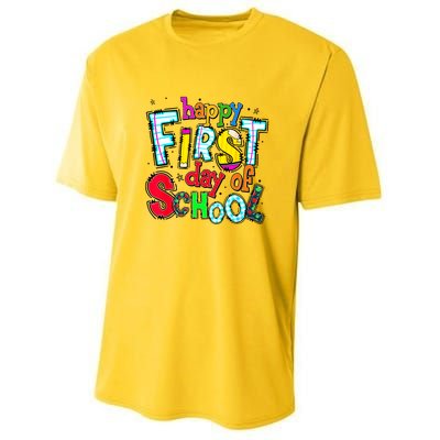 Happy First Day Of School Gifts Students Teachers Youth Performance Sprint T-Shirt