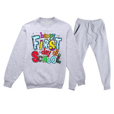 Happy First Day Of School Gifts Students Teachers Premium Crewneck Sweatsuit Set