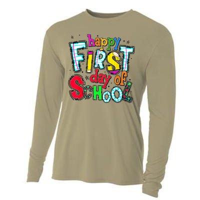 Happy First Day Of School Gifts Students Teachers Cooling Performance Long Sleeve Crew