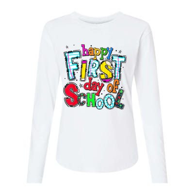 Happy First Day Of School Gifts Students Teachers Womens Cotton Relaxed Long Sleeve T-Shirt