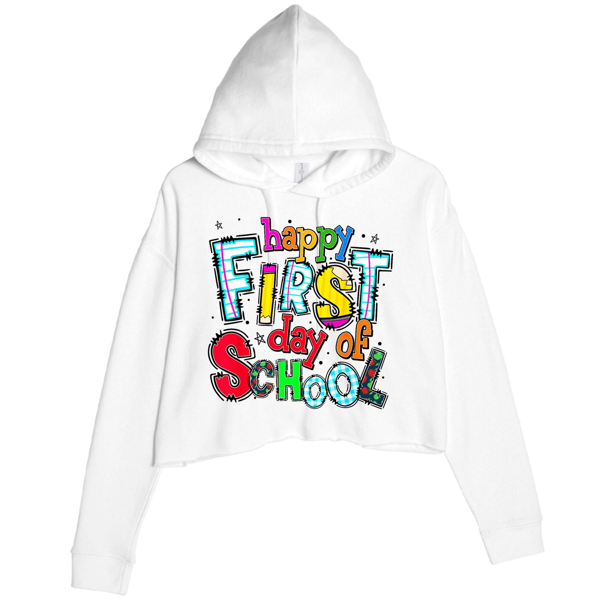 Happy First Day Of School Gifts Students Teachers Crop Fleece Hoodie