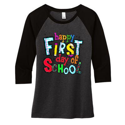 Happy First Day Of School Gifts Students Teachers Women's Tri-Blend 3/4-Sleeve Raglan Shirt