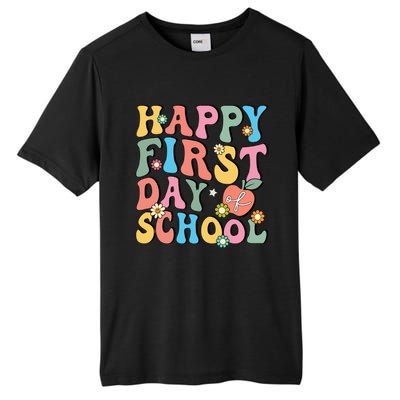 Happy First Day Of School Retro Groovy Teacher And Students Gift Tall Fusion ChromaSoft Performance T-Shirt