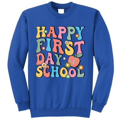 Happy First Day Of School Retro Groovy Teacher And Students Gift Sweatshirt