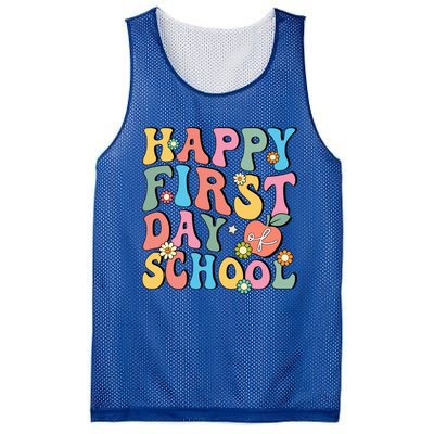 Happy First Day Of School Retro Groovy Teacher And Students Gift Mesh Reversible Basketball Jersey Tank