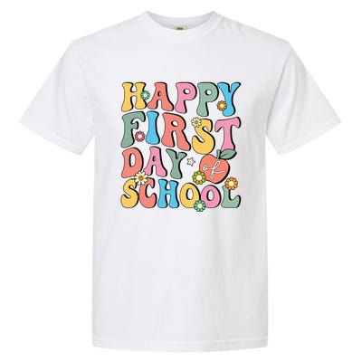 Happy First Day Of School Retro Groovy Teacher And Students Gift Garment-Dyed Heavyweight T-Shirt