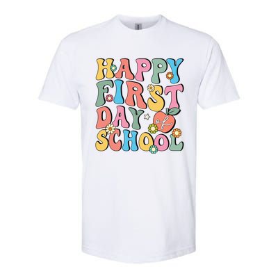 Happy First Day Of School Retro Groovy Teacher And Students Gift Softstyle CVC T-Shirt