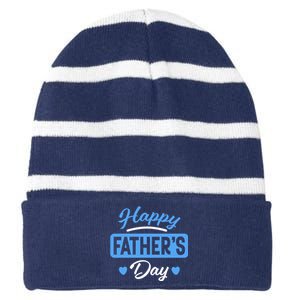 Happy Father's Day Gift Striped Beanie with Solid Band