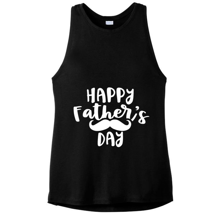 Happy Father's Day Mustache Ladies PosiCharge Tri-Blend Wicking Tank