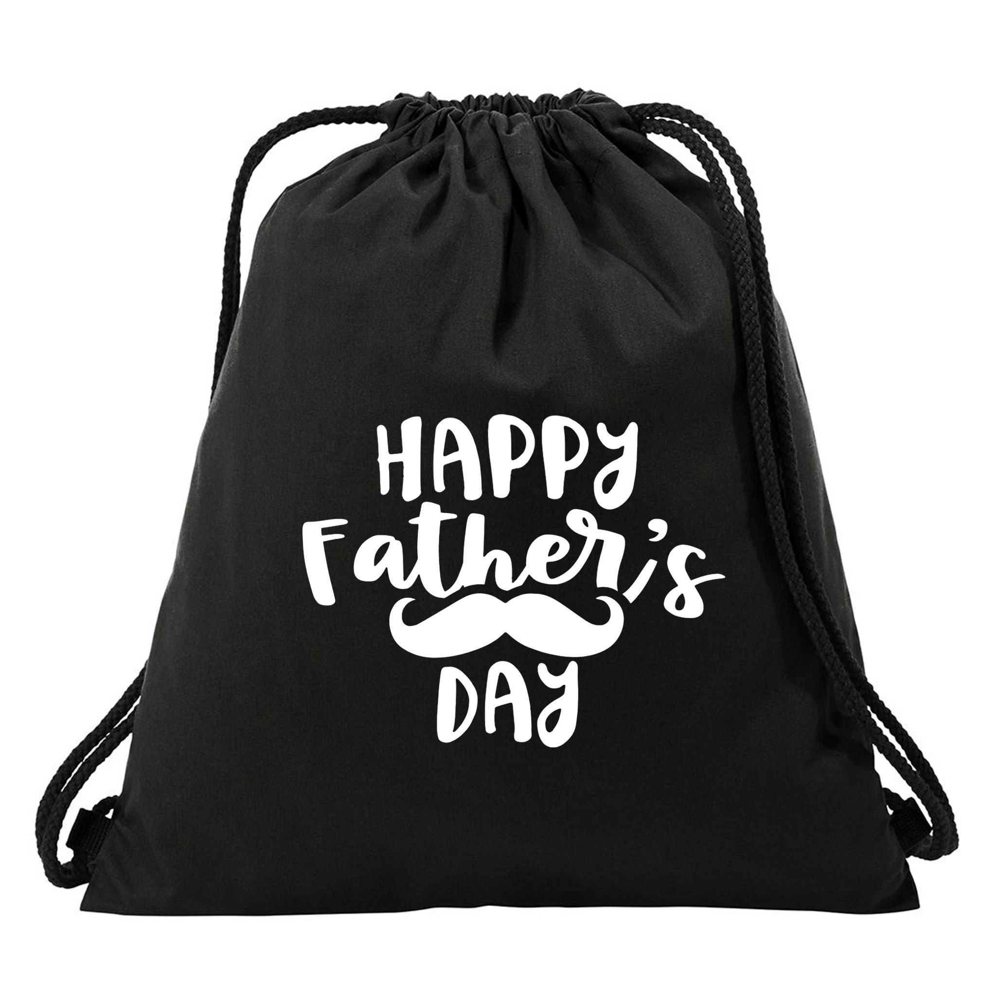 Happy Father's Day Mustache Drawstring Bag