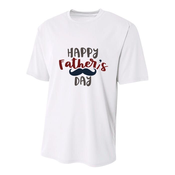 Happy Father's Day Mustache Youth Performance Sprint T-Shirt