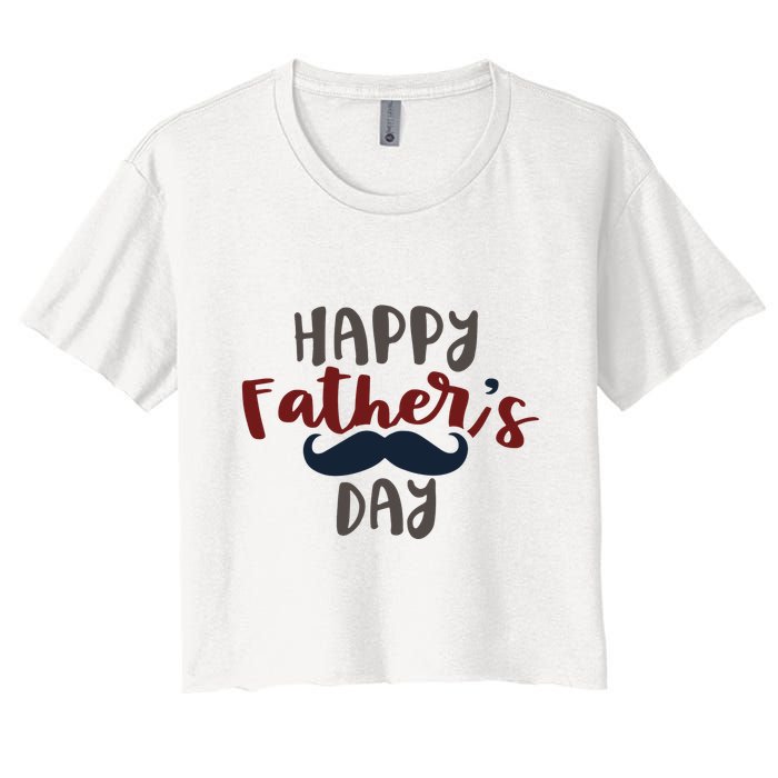 Happy Father's Day Mustache Women's Crop Top Tee