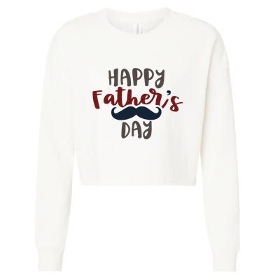 Happy Father's Day Mustache Cropped Pullover Crew