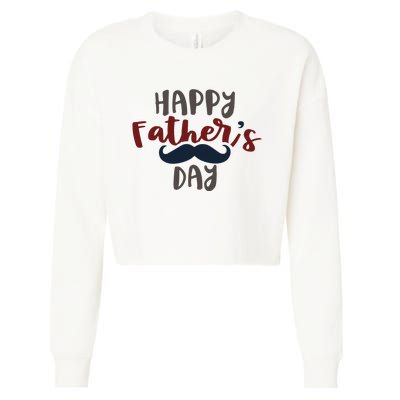 Happy Father's Day Mustache Cropped Pullover Crew