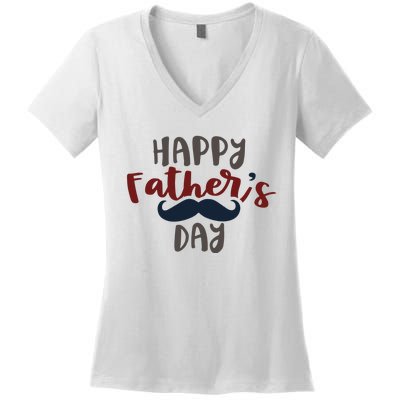 Happy Father's Day Mustache Women's V-Neck T-Shirt