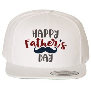 Happy Father's Day Mustache Wool Snapback Cap