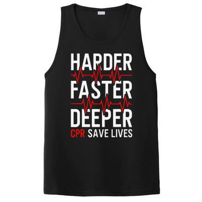 Harder Faster Deeper CPR Funny EMT EMS Paramedic PosiCharge Competitor Tank