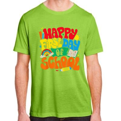 Happy First Day Of School Retro Teacher Funny Back To School Adult ChromaSoft Performance T-Shirt