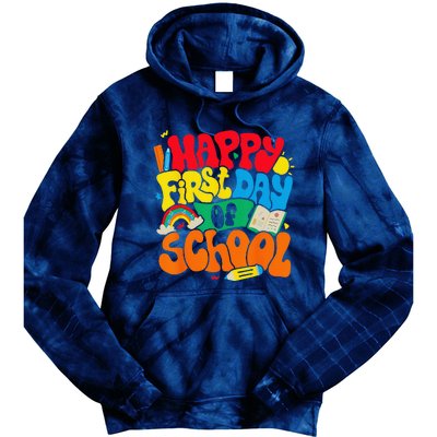 Happy First Day Of School Retro Teacher Funny Back To School Tie Dye Hoodie