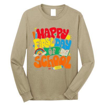 Happy First Day Of School Retro Teacher Funny Back To School Long Sleeve Shirt