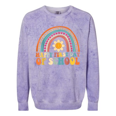 Happy First Day Of School For Teachers Kids Back To School Colorblast Crewneck Sweatshirt