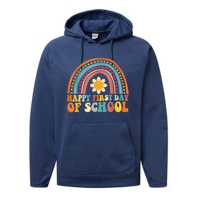 Happy First Day Of School For Teachers Kids Back To School Performance Fleece Hoodie