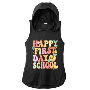 Happy First Day Of School Teachers Back To School Love Ladies PosiCharge Tri-Blend Wicking Draft Hoodie Tank