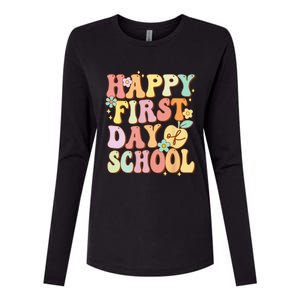 Happy First Day Of School Teachers Back To School Love Womens Cotton Relaxed Long Sleeve T-Shirt