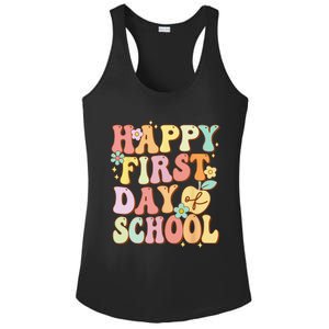 Happy First Day Of School Teachers Back To School Love Ladies PosiCharge Competitor Racerback Tank