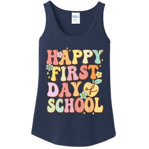 Happy First Day Of School Teachers Back To School Love Ladies Essential Tank