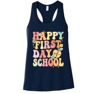 Happy First Day Of School Teachers Back To School Love Women's Racerback Tank