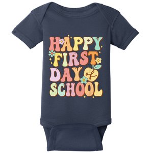 Happy First Day Of School Teachers Back To School Love Baby Bodysuit