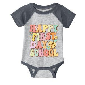 Happy First Day Of School Teachers Back To School Love Infant Baby Jersey Bodysuit