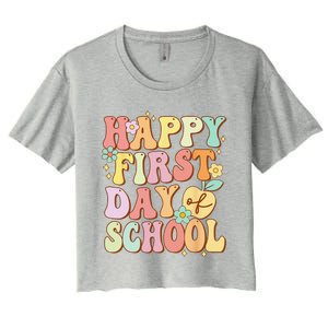 Happy First Day Of School Teachers Back To School Love Women's Crop Top Tee