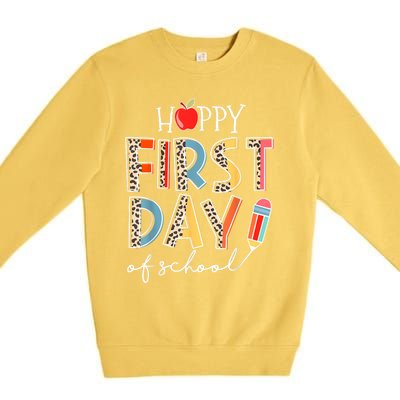 Happy First Day Of School Leopard Back To School Teacher Premium Crewneck Sweatshirt