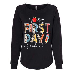 Happy First Day Of School Leopard Back To School Teacher Womens California Wash Sweatshirt