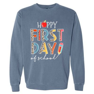 Happy First Day Of School Leopard Back To School Teacher Garment-Dyed Sweatshirt