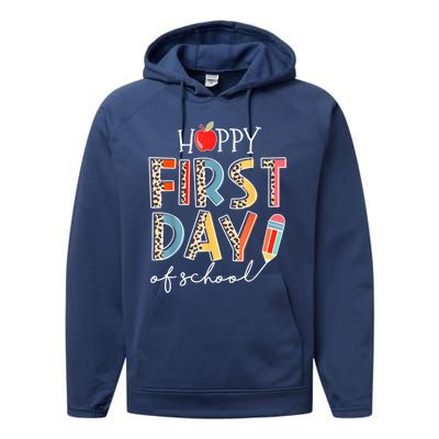 Happy First Day Of School Leopard Back To School Teacher Performance Fleece Hoodie