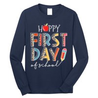 Happy First Day Of School Leopard Back To School Teacher Long Sleeve Shirt