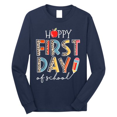 Happy First Day Of School Leopard Back To School Teacher Long Sleeve Shirt