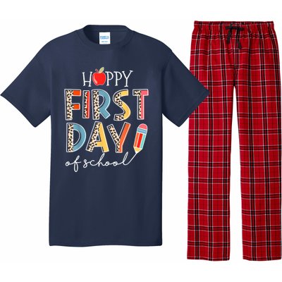 Happy First Day Of School Leopard Back To School Teacher Pajama Set