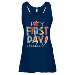 Happy First Day Of School Leopard Back To School Teacher Ladies Essential Flowy Tank