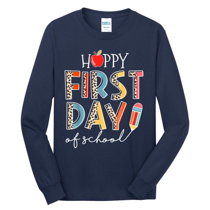 Happy First Day Of School Leopard Back To School Teacher Tall Long Sleeve T-Shirt