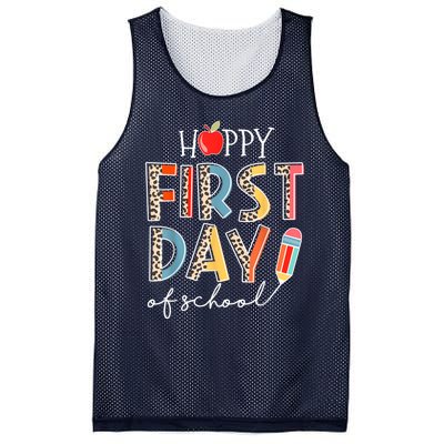 Happy First Day Of School Leopard Back To School Teacher Mesh Reversible Basketball Jersey Tank