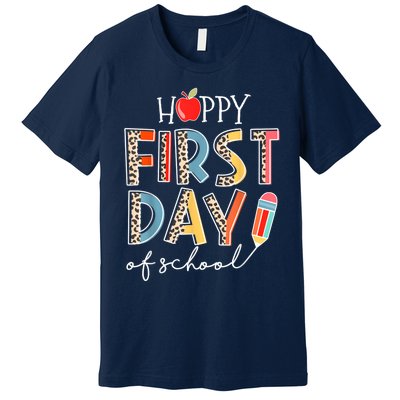 Happy First Day Of School Leopard Back To School Teacher Premium T-Shirt