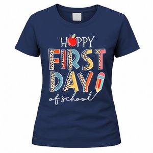 Happy First Day Of School Leopard Back To School Teacher Women's T-Shirt