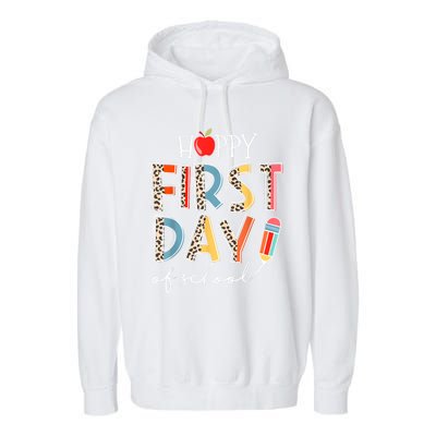 Happy First Day Of School Leopard Back To School Teacher Garment-Dyed Fleece Hoodie