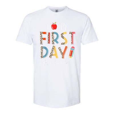 Happy First Day Of School Leopard Back To School Teacher Softstyle CVC T-Shirt