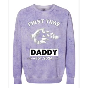 Happy Fathers Day First Time Daddy New Dad Est 2024 Colorblast Crewneck Sweatshirt